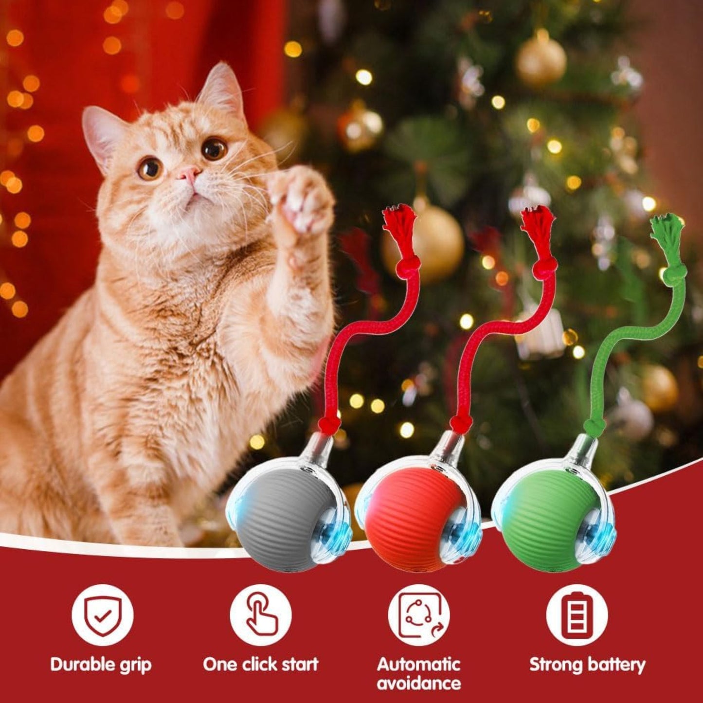 AU Interactive Dog & Cat Toy Rechargeable Rolling Ball with Fake Tail Pet Fun