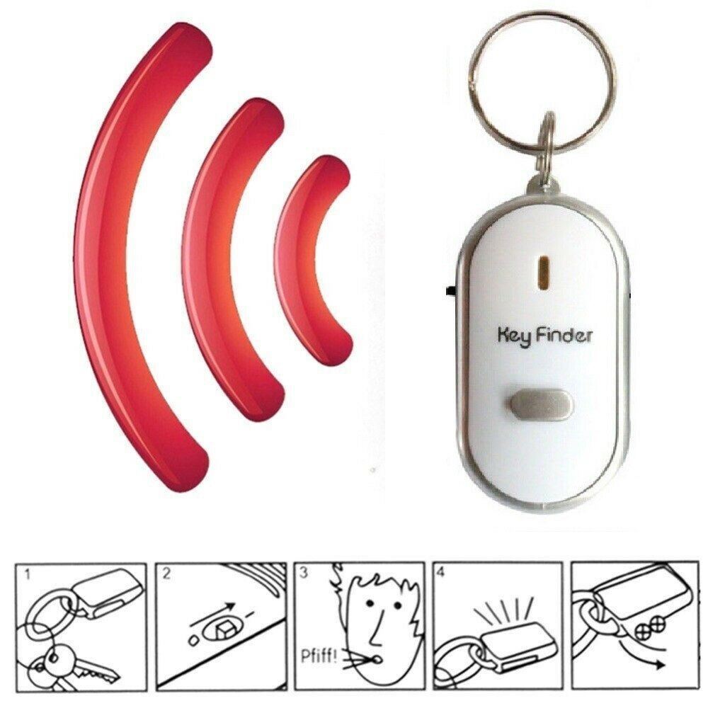 3x Key Finder Wireless Whistle Response w/ Flash LED Anti-Lost Ring Beep Sound A