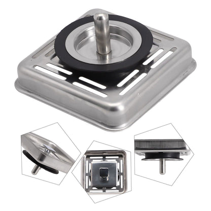 Square Stainless Steel Kitchen Sink Strainer Drainer Post Stopper Plug OZ