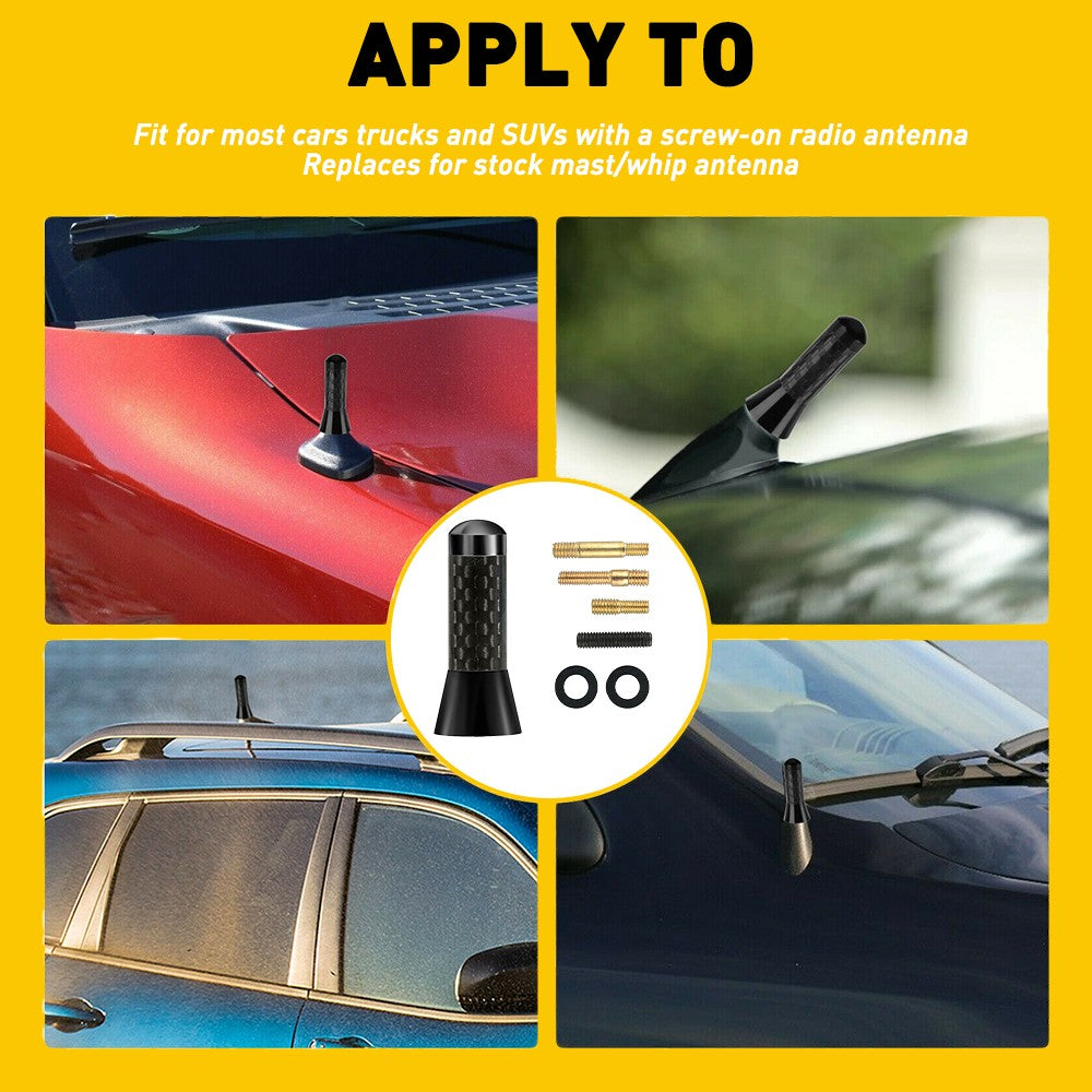 Car Bee-Sting Stubby Short Carbon+Black Aerial  Arial Mast Antenna FM-AM
