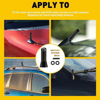 Car Bee-Sting Stubby Short Carbon+Black Aerial  Arial Mast Antenna FM-AM