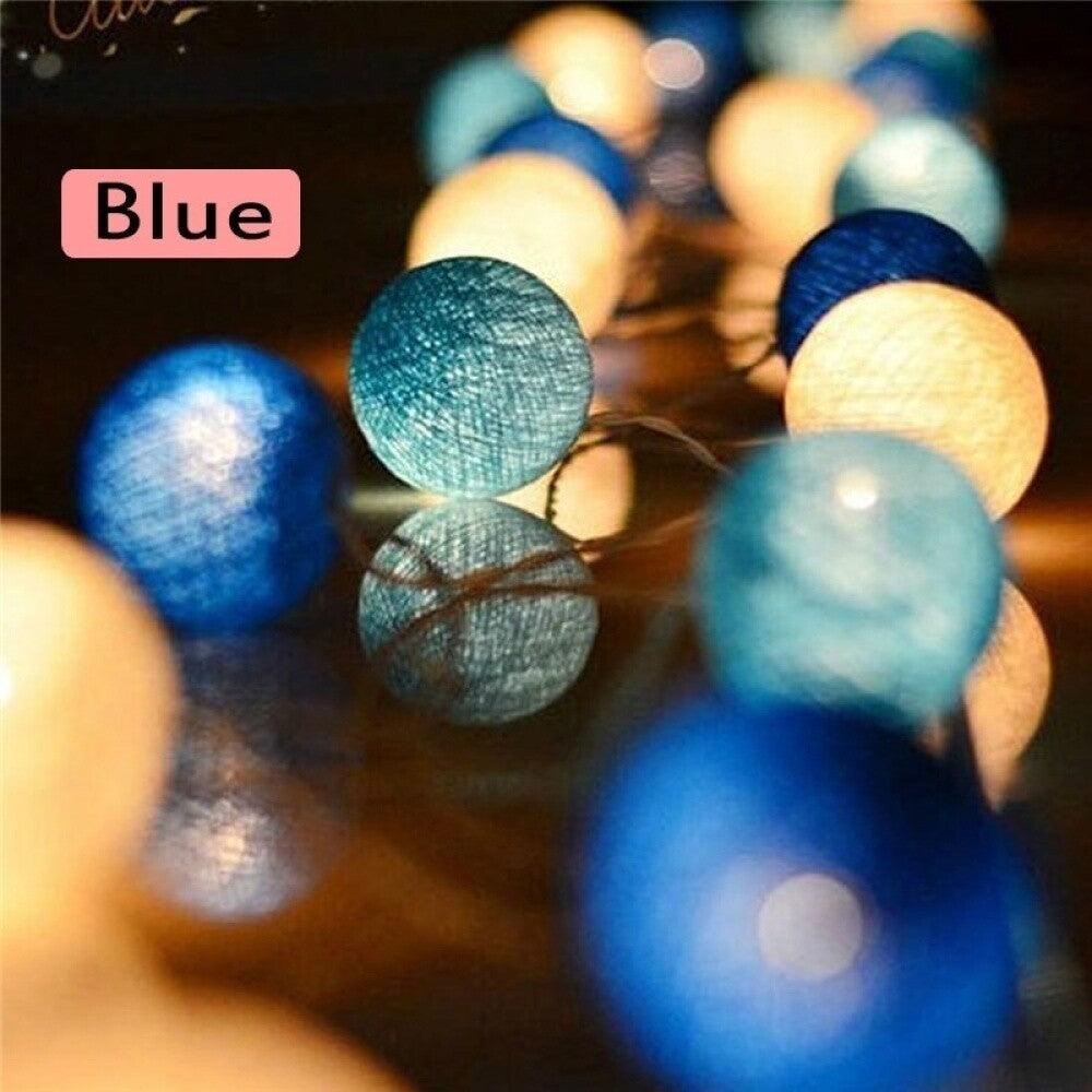 20 LED Cotton Ball Globe Garland String Fairy Lights Bedroom Wedding Home Decor