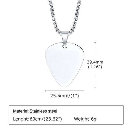 Titanium Steel Guitar Pick Necklace Guitar Pick Music-lovers Jewelry