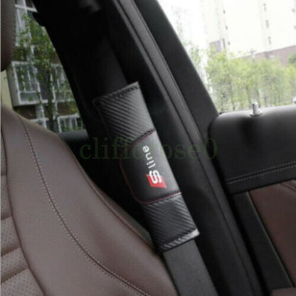 Audi S Line 2Pcs High Quality Car Seat Belt Cover Shoulder Strap Cushion Pad AU