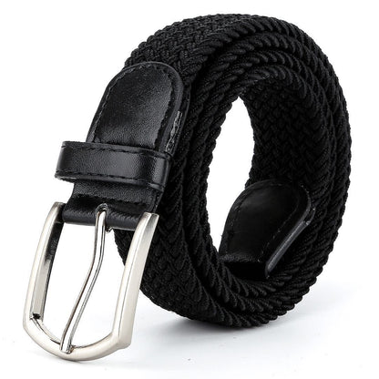 Woman Man Unisex Elastic Fabric Braided Belt Enduring Stretch Woven Belt