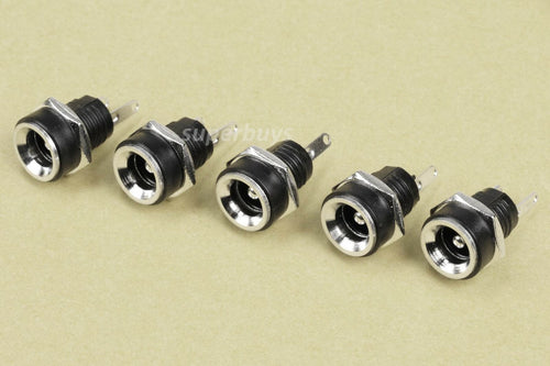 5pcs 5.5mm x 2.1mm Female DC Connector Socket Panel Mount Jack Plug Electrical