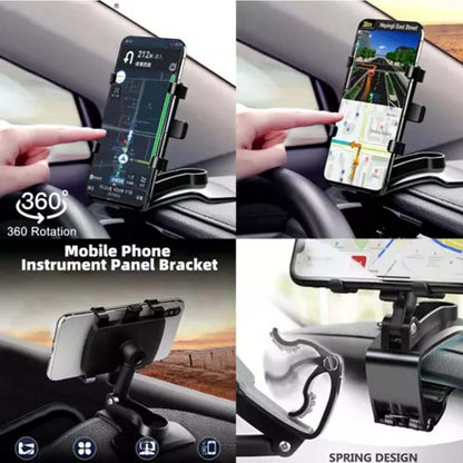 Car Dashboard Phone Holder Rotating Dashboard Clip Cell Phone Holder 360-Degree