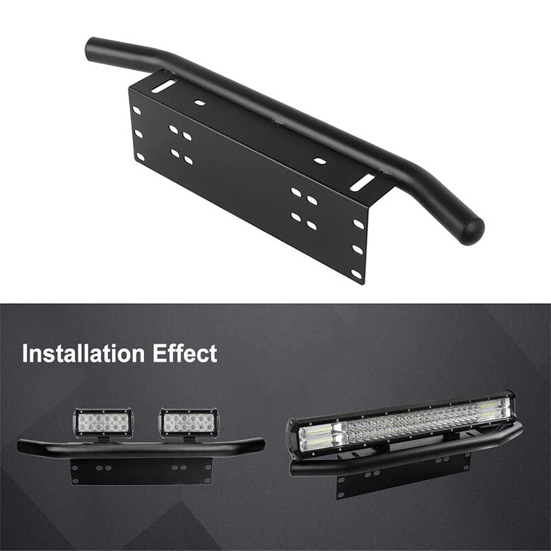 24'' Bull Bar Front Bumper License Number Plate Mount Bracket LED Light Holder