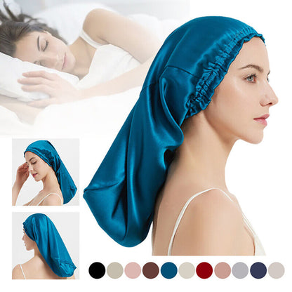 Pure Mulberry Silk Sleep Cap Head Long Hair Care Sleeping Bonnet Night Cap Wrap