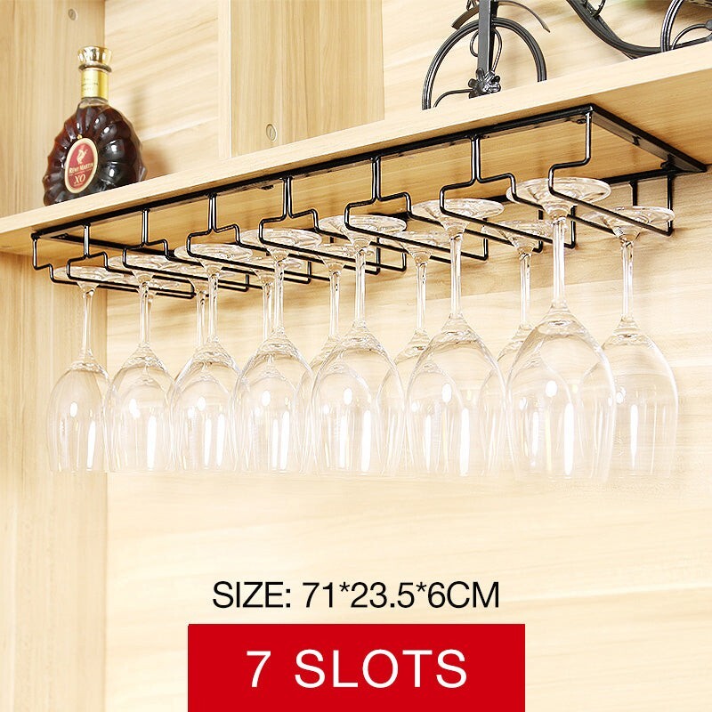 8/7/6/5/4/3 Slots Wine Glass Rack Holder Hanger Hanging Bar Storage Drying Rack