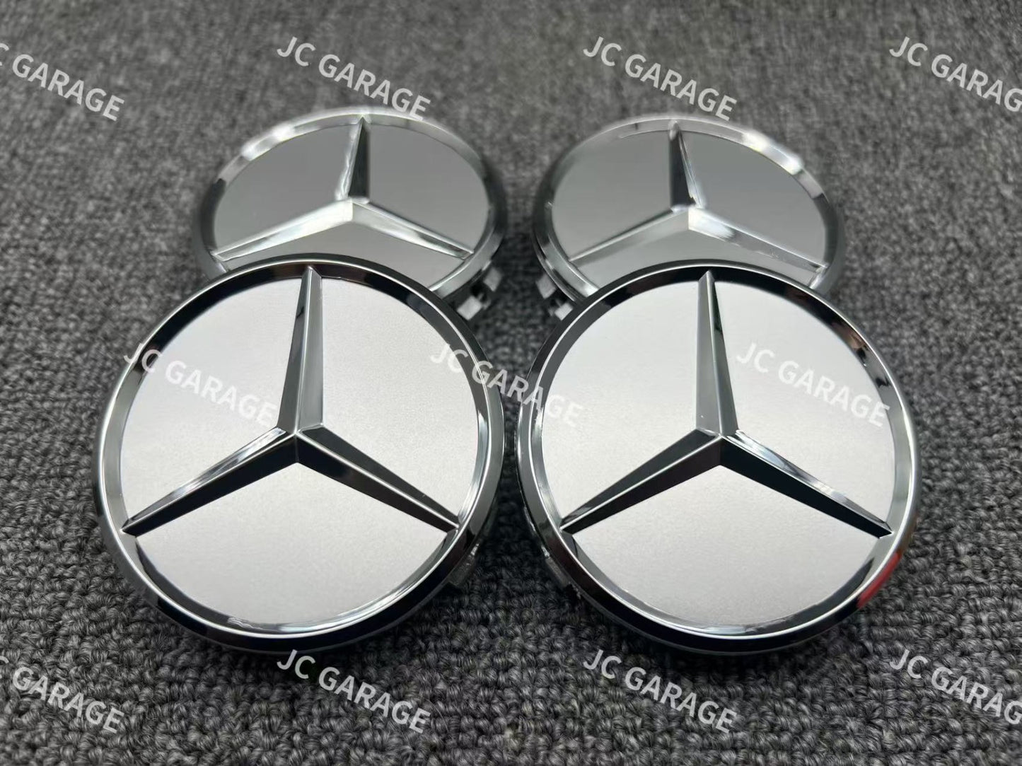 Mercedes-Benz Titanium Silver Chrome Star 75mm Wheel Center Cap Hub Cap