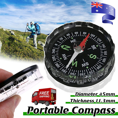1PCS 45mm Mini Pocket Compass Outdoor Sports Camping Hiking Navigation Black NEW