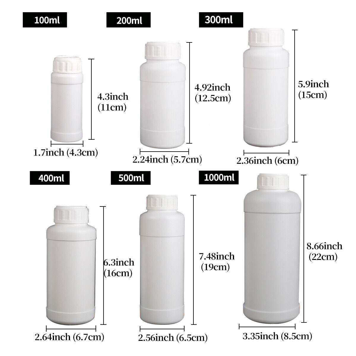 Plastic Reagent Storage Bottles 50pcs White Sample Containers for Lab Chemical