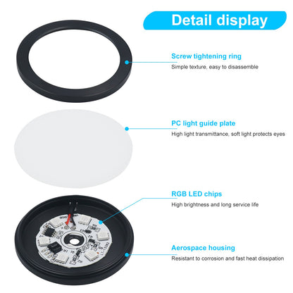 USB LED Under Cabinet Light Kit RGB Puck Lamp Counter Kitchen Display Dimmable