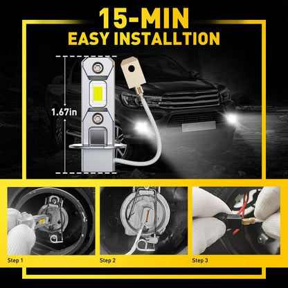 AUXITO H3 LED Headlight Kit 6000K White Fog Light Bulbs Hi/Low Beam 72W 4000LM