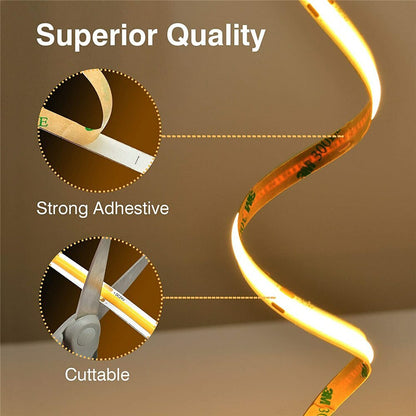 5m 12V 24V COB LED Strip 320 LED High Density Flexible COB LED Lights Home Decor