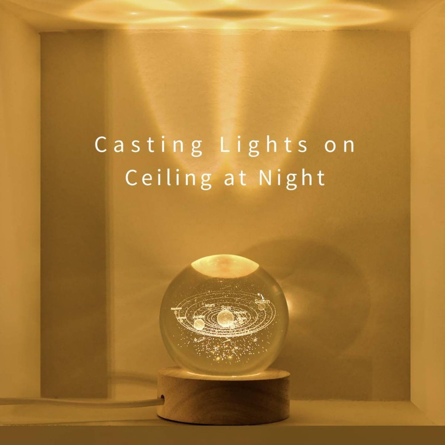 USB 3D Moon Planet Globe Galaxy Night Light LED Crystal Ball Table Lamp Bedside