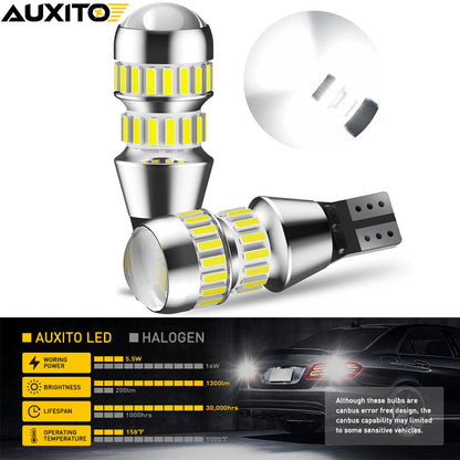AUXITO T15 912 921 CANBUS Free Reverse Wedge LED Globe Light Car Bulb 6500K Pair