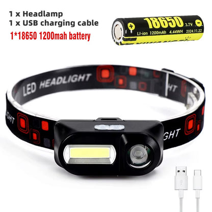 Super Bright Waterproof Head Torch Headlight LED USB Rechargeable Headlamp Fish