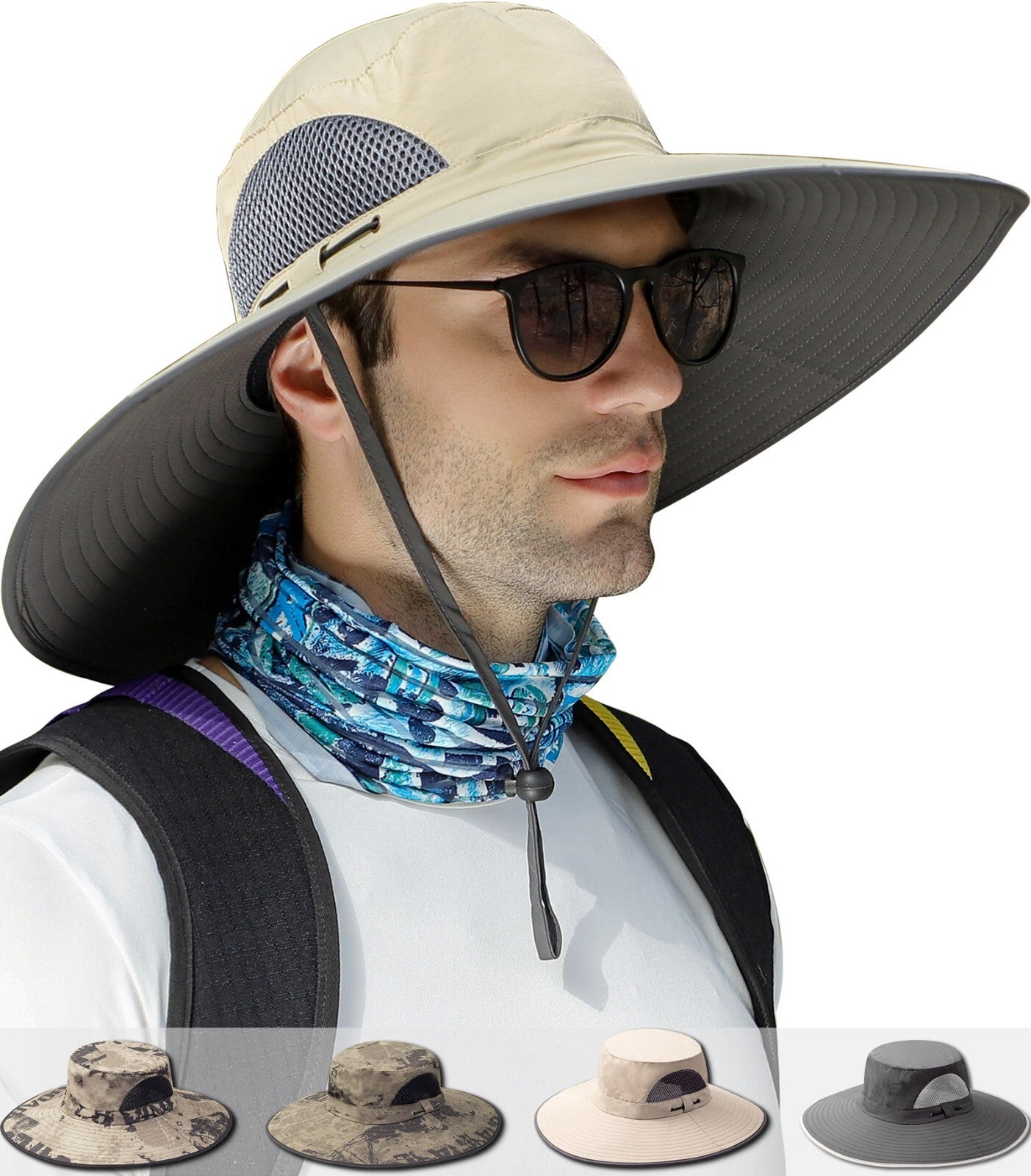 Big Head Sun Hat UPF50 for Large Head, XXL Bucket Hat Men/Women, Waterproof Wide