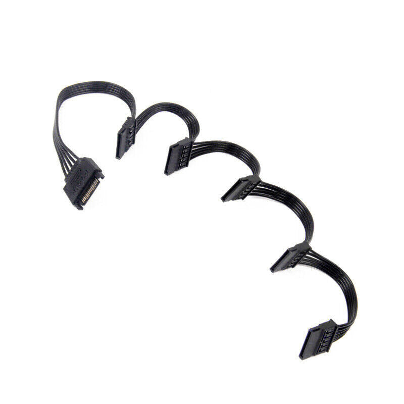 15 Pin SATA Power Y-Splitter Cable Adapter Extension 1 Male to 5 Female For HDD