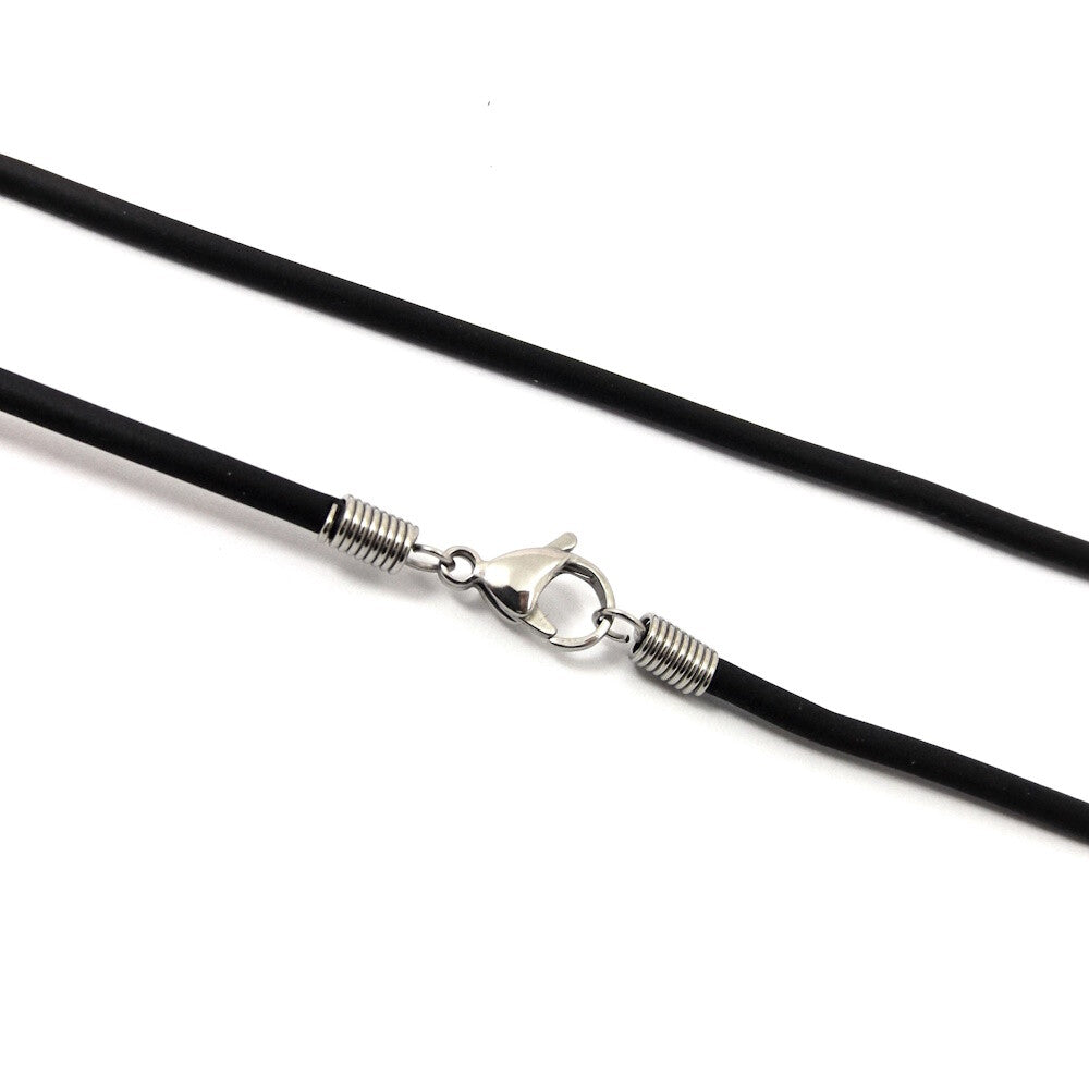 Custom made STAINLESS STEEL 2mm 3mm Silicon RUBBER Choker Cord NECKLACE Coil End