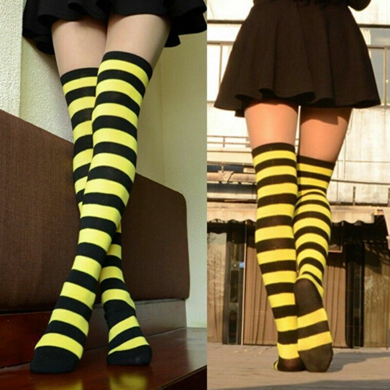 Over the Knee Long Sock Thigh High Striped  Socks Women Cotton Sexy Stockings