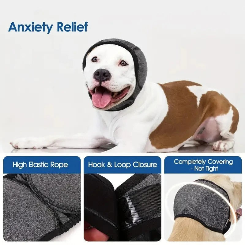 Waterproof Dog Ear Muffs Noise Reducing Calming Hood Adjustable Pet Cover
