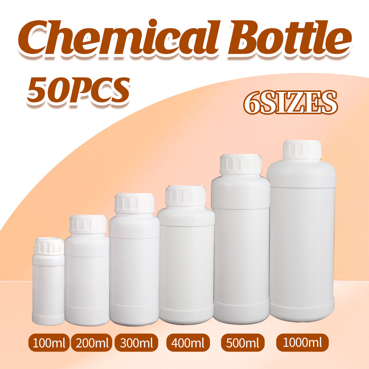 Plastic Reagent Storage Bottles 50pcs White Sample Containers for Lab Chemical