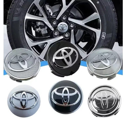 Set of 4 Toyota 62mm Silver Centre Wheel Hub Caps Emblem Badge Camry Hilux RAV4