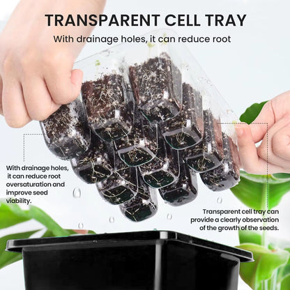 Seed Starter Tray Set 3X 5X 12 Cell Black Plant Nursery Grow Box Propagation Kit