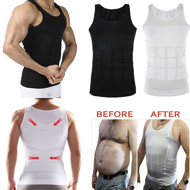 Men' Compression Vest T-Shirt Moobs Slimming Tummy Control Body Shaper Tank Tops