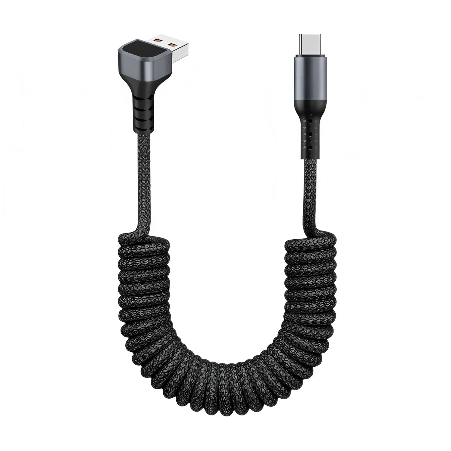90 Degree USB C to Type C Coiled Braided Fast Charging Data Cable-AU