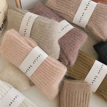 Cashmere Mid Tube Socks Thick Long Socks Winter Warm Velvet Socks  For Women