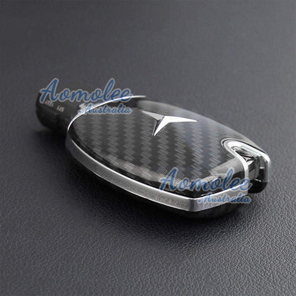 Carbon Fiber Car Key Fob Chain Cover Compatible with Mercedes Benz A/B/C/E/S/G/M/V/CLA/CLS