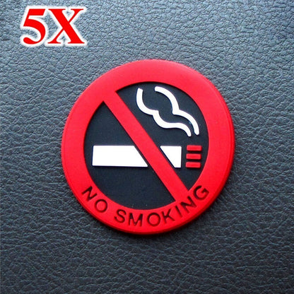 5pcs No Smoking Sign Sticker Decal 50mm Round Self Adhesive Wall Window Car Safe