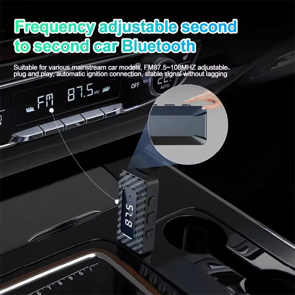 USB Car Bluetooth 5.3 FM Transmitter USB Audio Adapter Hands- Calling 3.5mm OZ