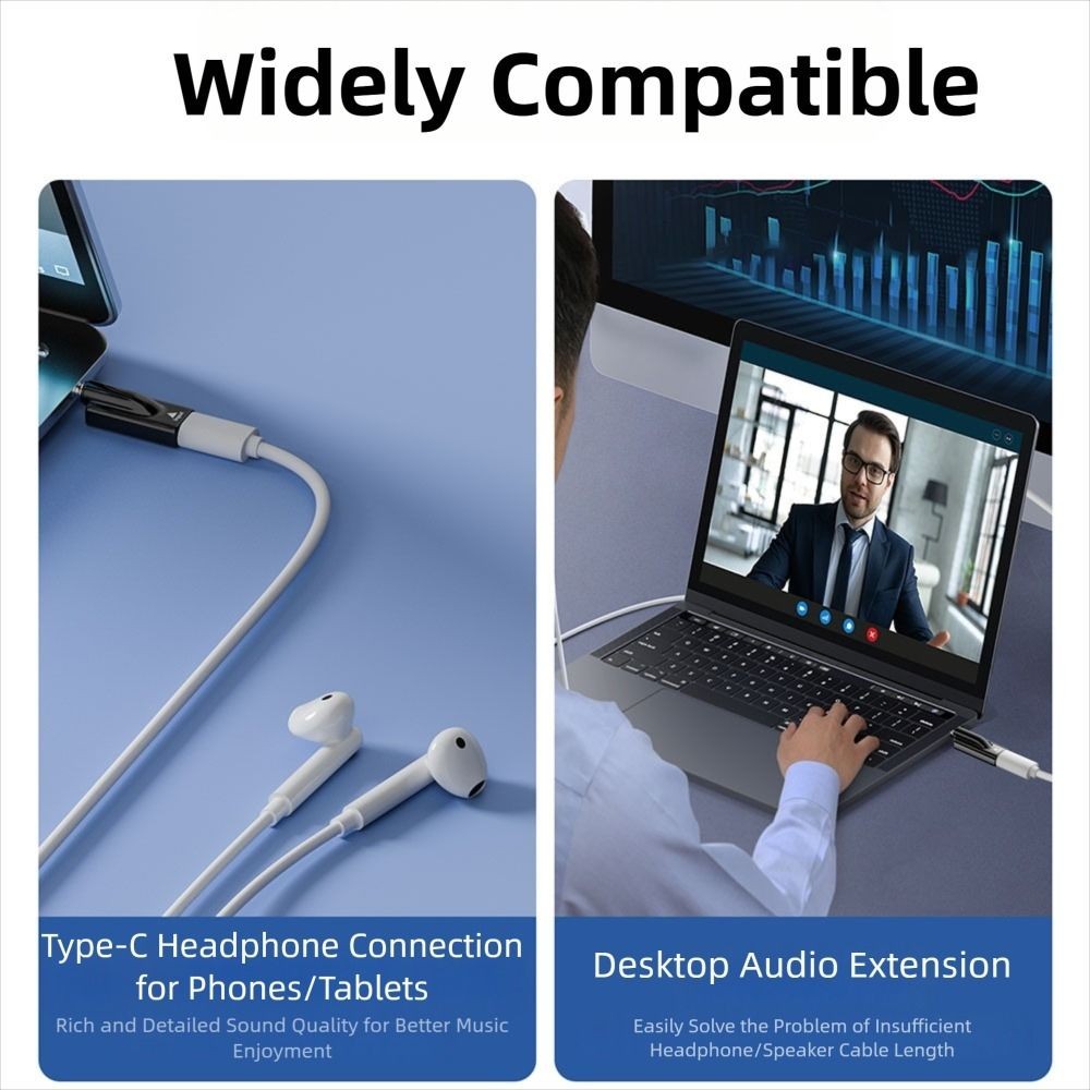 Male to Female USB Type-C to 3.5mm Converter Headphone Jack Plug  Game Karaoke
