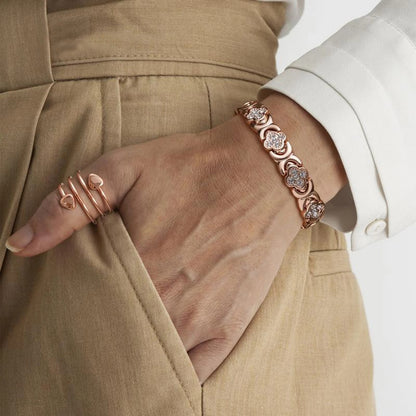 Pure Copper Clover Bio-Magnetic Bangle / Bracelet for Healing, Arthritis & Pain