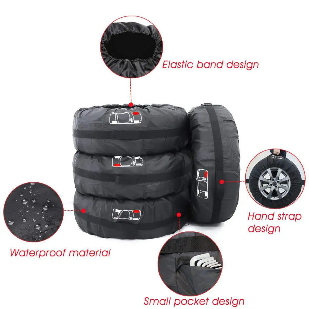 4PCS 13-23inch Car SUV Wheel Bag Tire Tyre Spare Storage Cover Tote Waterproof