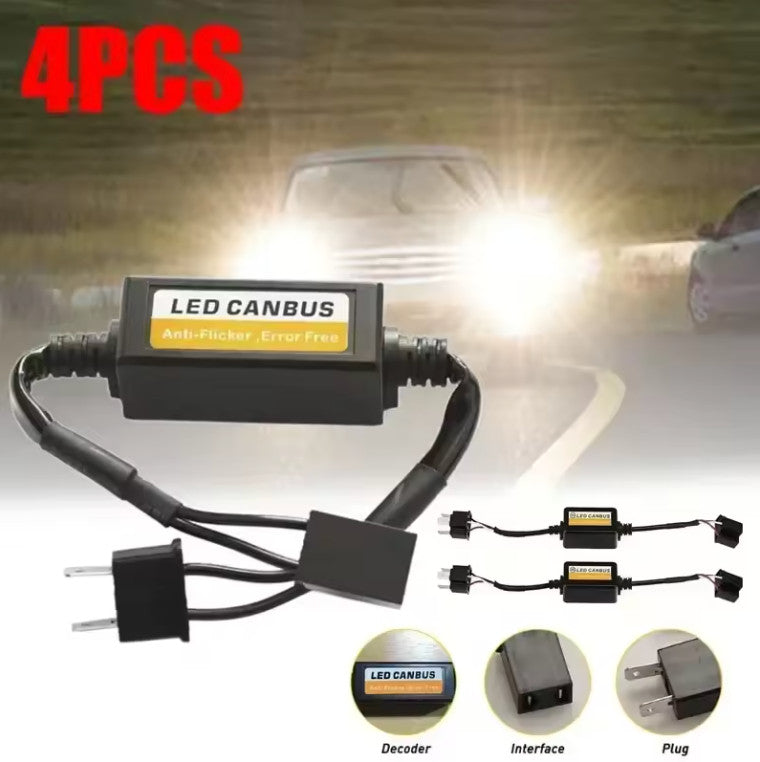 LED Headlight Canbus Decoder H4 9003 Load Resistor Anti-Flicker 1/2/4 pcs Kit H4