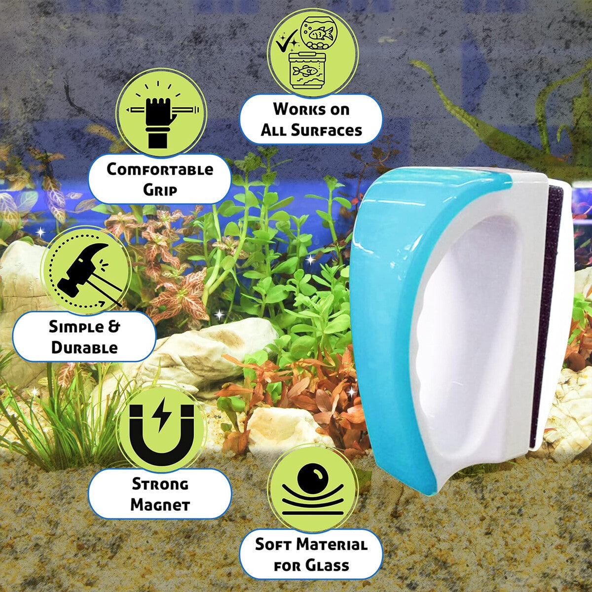 Aquarium Algae Cleaner Magnetic Fish Tank Glass Brush Aquatic Cleaning Tool AU