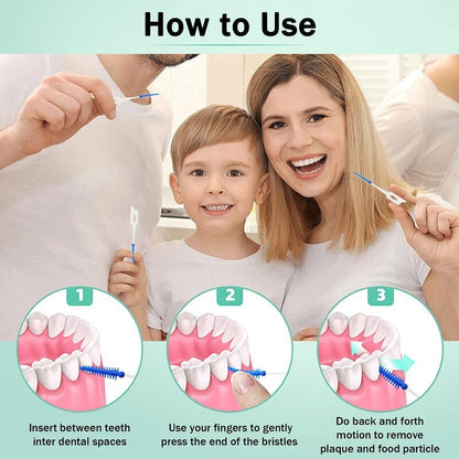 60Pcs Interdental Brush Dental Floss Picks Reusable Toothbrush Toothpicks Soft