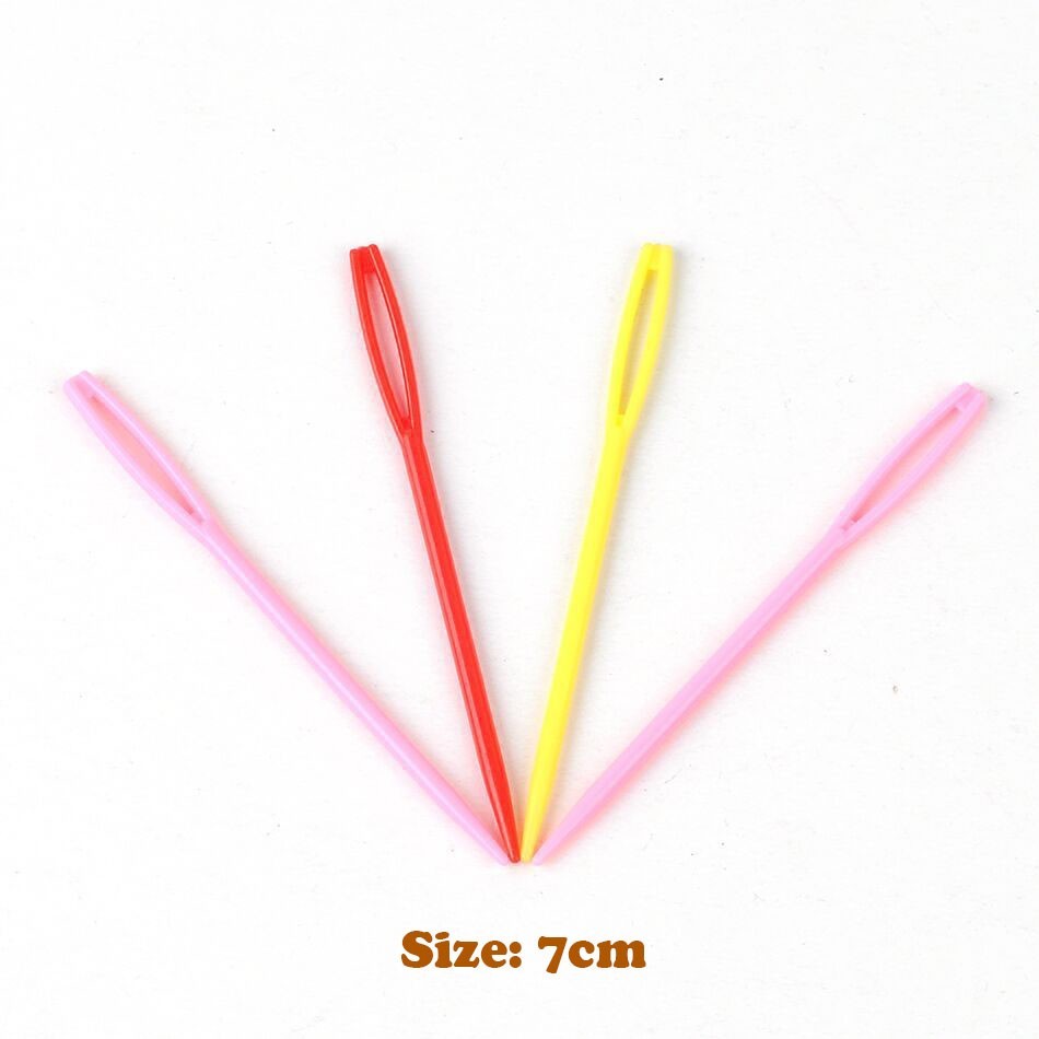 20pcs Random Colours Sewing Needles Length 7cm Plastic Large-Eye Blunt Needles