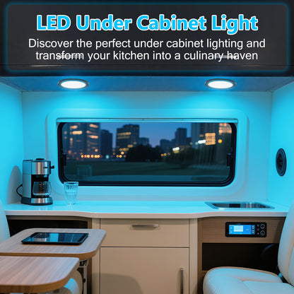 USB LED Under Cabinet Light Kit RGB Puck Lamp Counter Kitchen Display Dimmable