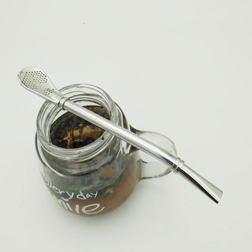 2X Gourd AU Drinking Bombilla Filter Spoon Stainless Steel Mate Yerba Tea Straw