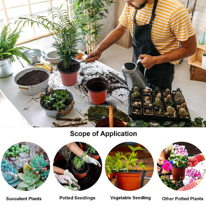 100PCS Plastic Plant Flower Garden Pots Nursery Seedlings Pot Growing Container
