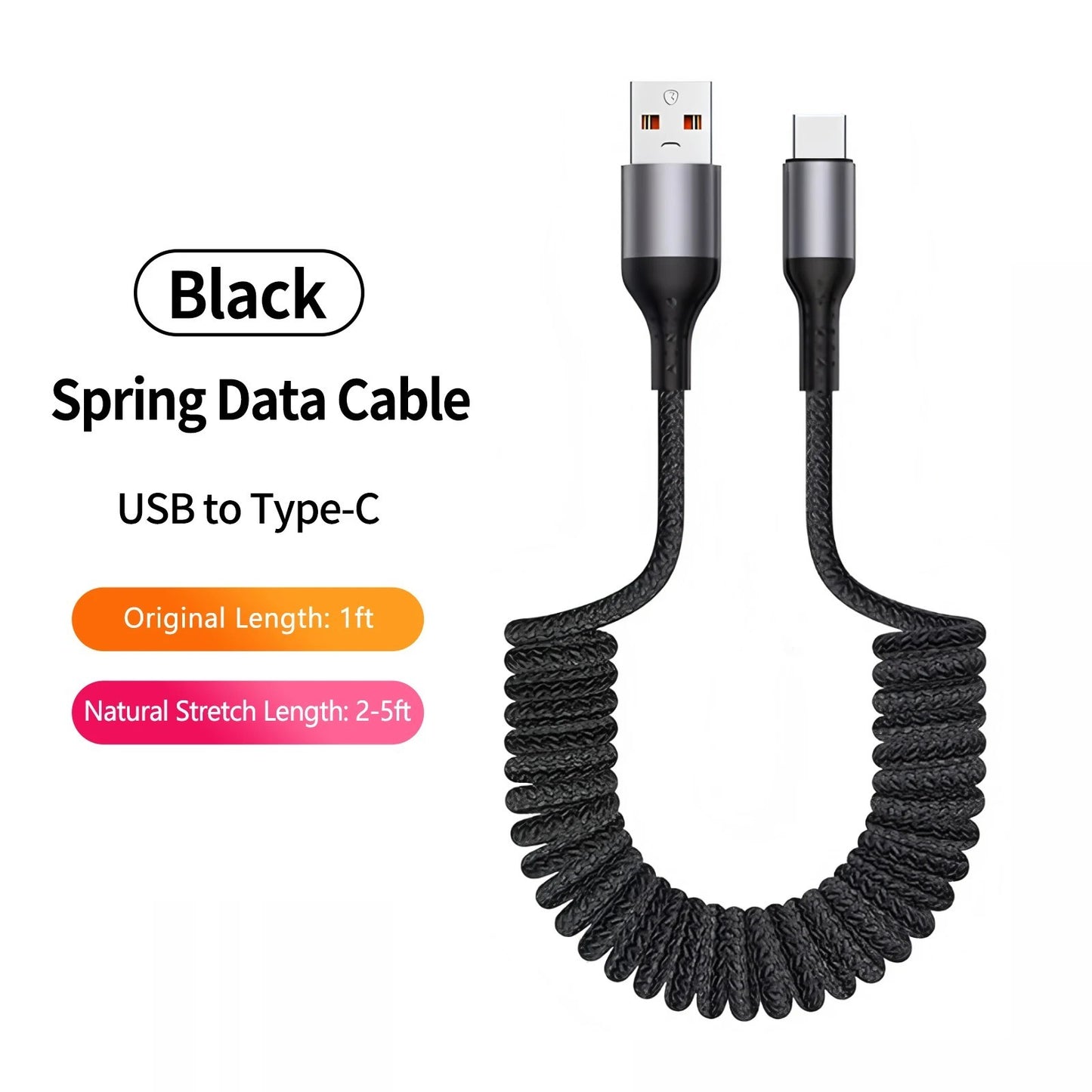 90 Degree USB C to Type C Coiled Braided Fast Charging Data Cable-AU