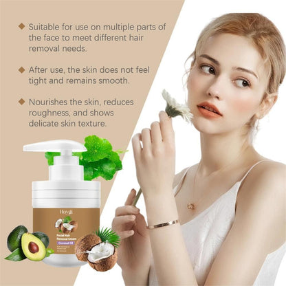 Facial Depilatory Cream, Coconut Hair Remover for Upper Lip and Chin for Women