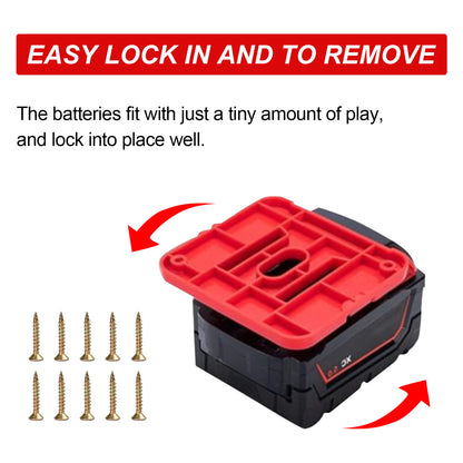 UP 10x Battery Mounts Storage Holder Rack For Milwaukee M18 18V Tool Battery Red